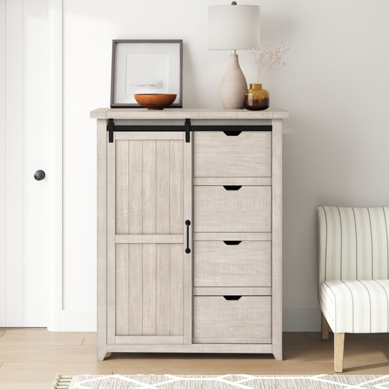 Zylpha Solid Wood 43'' W 4 - Drawer Dresser, Vintage White