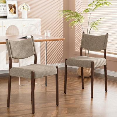 Modern Upholstered Dining Chairs with Solid Wood Legs
