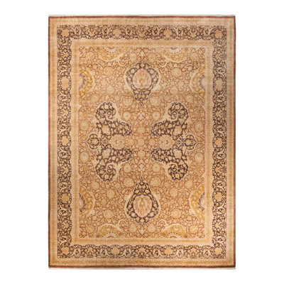 Tapis unique noué à la main Keenan - noyer, 10 pi 3 po x 13 pi 8 po