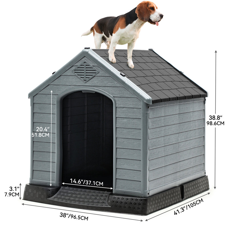 Niche pour chien Shelia, H 38,8 po x l 38 po x P 41,3 po, Gris