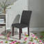 Ensemble de 2 chaises d'appoint rembourrées en tissu gris neutre avec pieds en bois massif, sièges de salle à manger à haut dossier, style traditionnel