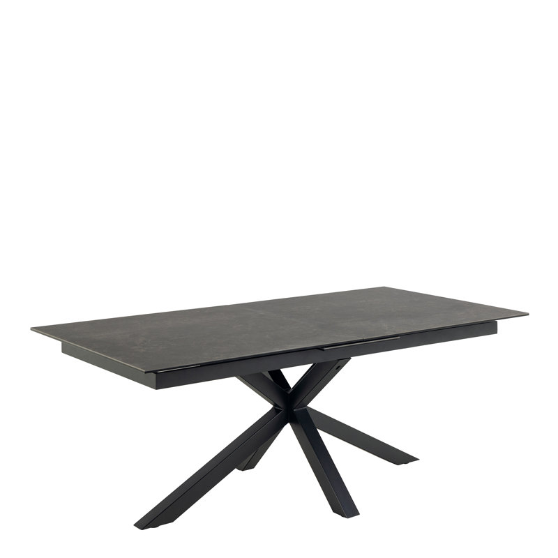 Harrisonburg Extendable Metal Base Dining Table, 76cm H x 100cm W x 240cm L, Black