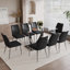 Ensemble de salle à manger contemporain | plateau de table en verre transparent | pieds argentés | chaises de coussin d'unité centrale avec des pieds en métal | design minimaliste