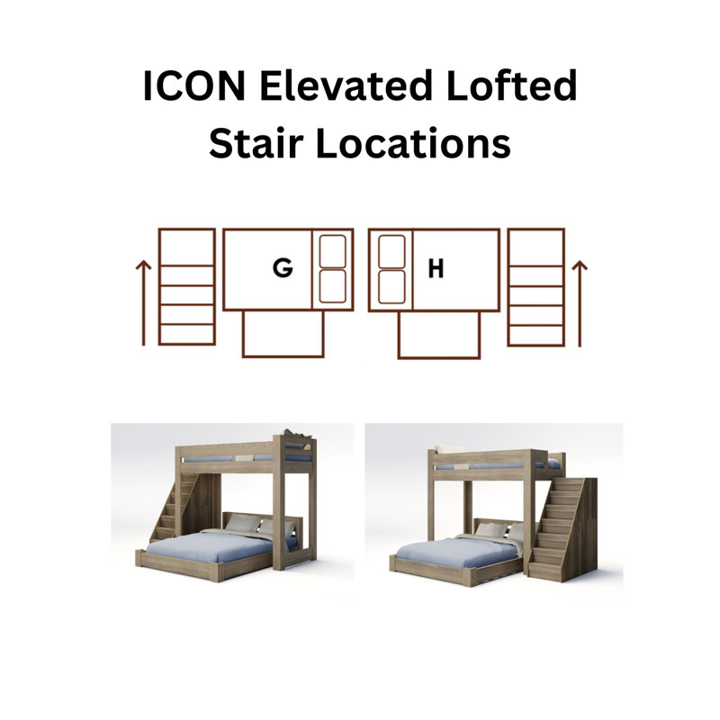 Elevated Kids Storage Bed, Full XL/Full XL, Location G, Driftwood