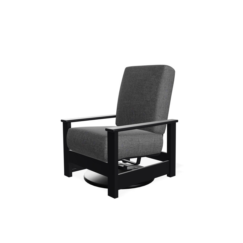 Chaise berçante pivotante cachée en polymère Leeward, Noir, Tissage uni ardoise coulée Sunbrella®