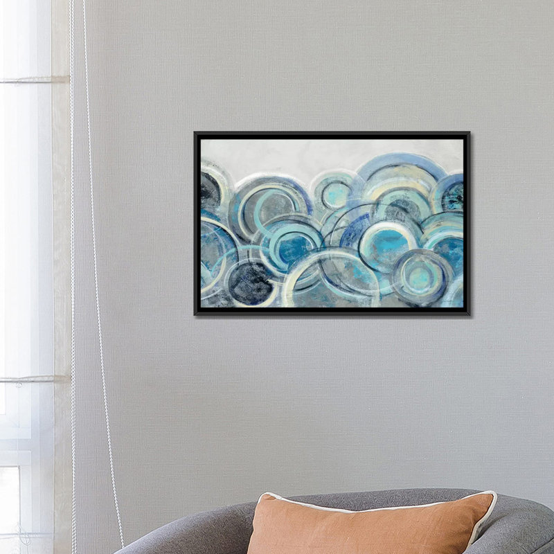 « variance blue grey » par silvia vassileva,, impression sur toile, H 12 po x l 18 po x P 1,5 po, Pas de tapis, Toile tendue