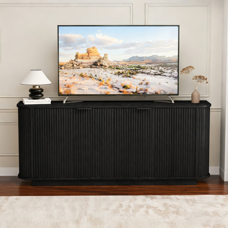 63"Wavy Storage Sideboard, Double-Door Buffet Cabinet With Adjustable Shelves, Suitable For Kitchen, Living Room, Hallway - Versatile Storage