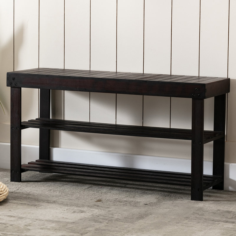 Banc de rangement empilable en bambou pour 10 paires de chaussures, Brun