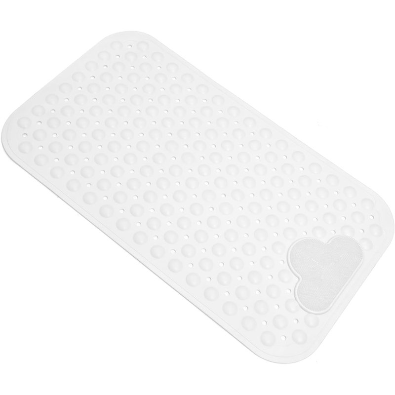 Tapis de bain antidérapant avec ventouses 28 x 16 po blanc
