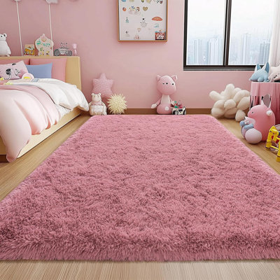 8 po x 10 pi de couleur unie Tapis à poils longs moelleux Tapis d'intérieur pour salon Chambre à coucher Chevet Chambre d'enfant