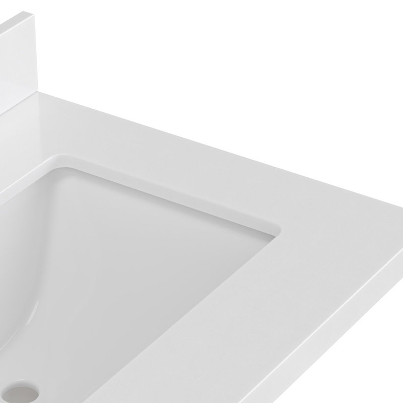 Ensemble de meuble-lavabo simple 37 po Grevera, Quartz blanc pur, Chêne brun, Rectangular