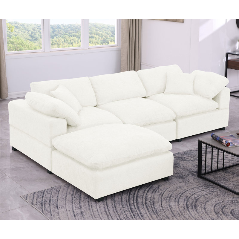 Alyciana Upholstered Sectional Reversible, Beige Polyester