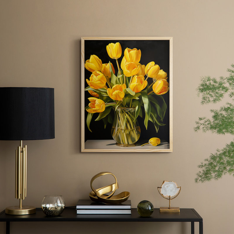 Reproduction encadrée FLORAL Series DCCVII - bois massif, H 15 po x l 12 po, Naturel