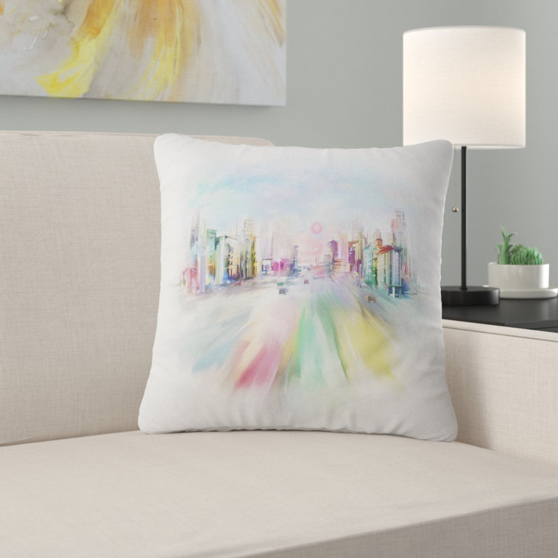 Coussin silhouette de paysage urbain Big City, 12 po x 20 po, Rectangulaire