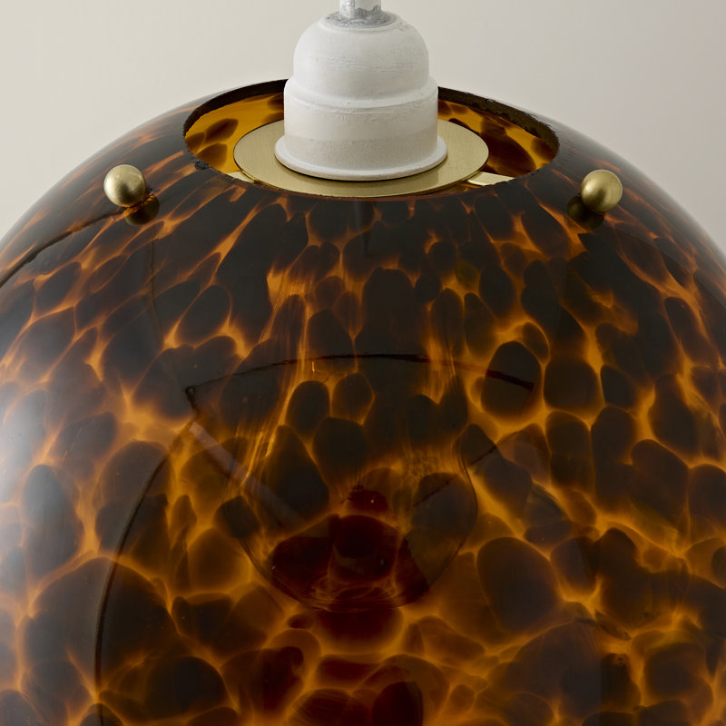 24 cm H Round Glass Pendant Shade ( Slip-On ) in Brown, With Bulb