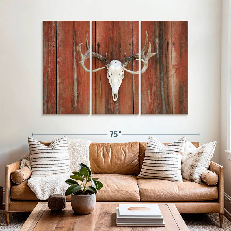 Crâne de cerf Kerner Western, H 42 po x l 65 po