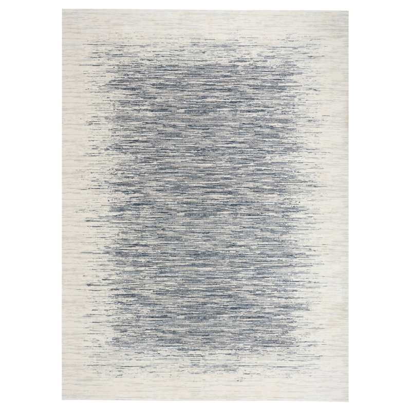 Abstract Machine Made Area Rug, Rectangle 119 x 180 cm, Ivory Blue