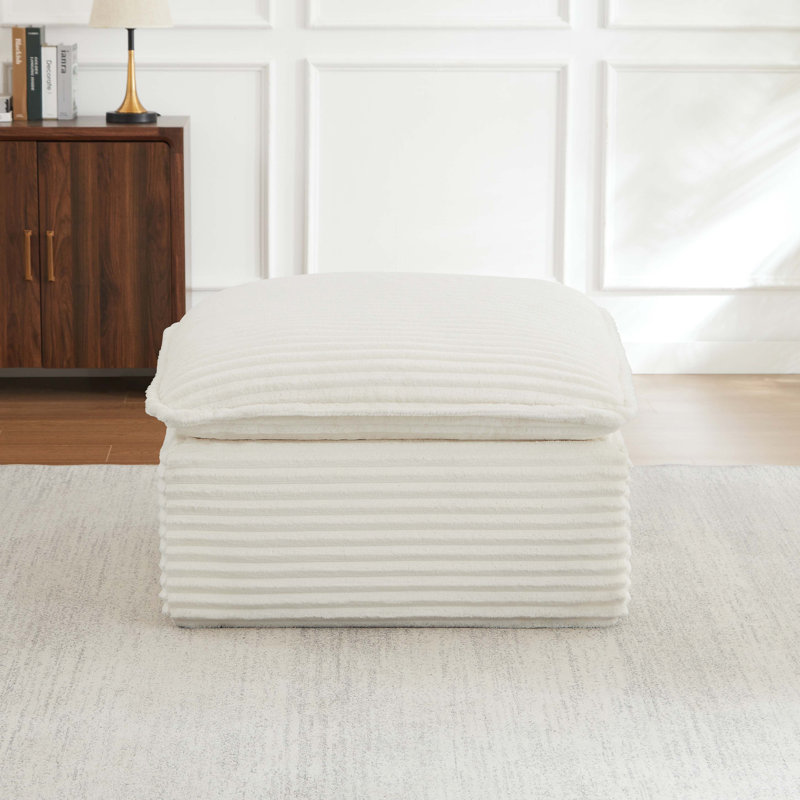 Repose-pieds modulaire modulaire, tissu en velours côtelé, composant de canapé nuage pour le salon, Blanc