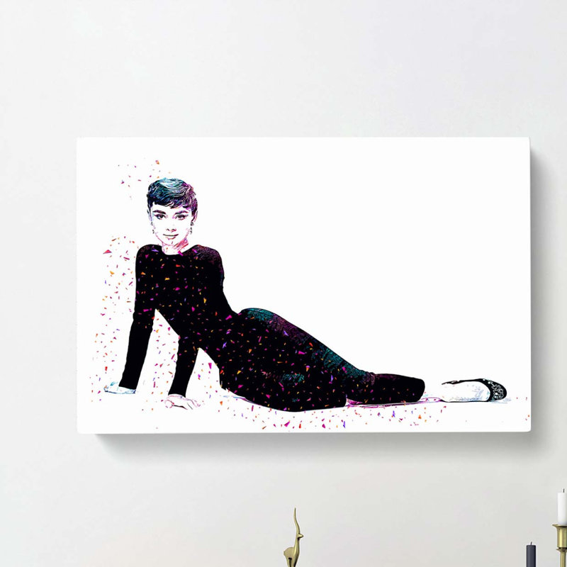 Audrey Hepburn in Abstract - Wrapped Canvas, 35cm H x 50cm W