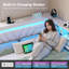 Structure de lit de grand lit de coin avec bibliothèque de rangement, 4 tiroirs et station de charge, lits de jeu avec lumières à DEL RVB et tête de lit tapissier, cadres de lit plateforme de style Esports pour adolescent / adulte, blanc-133277252-134229401