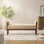 Banc moderne avec repose-pieds 51,8 po, cadre en bois massif, boucle brune