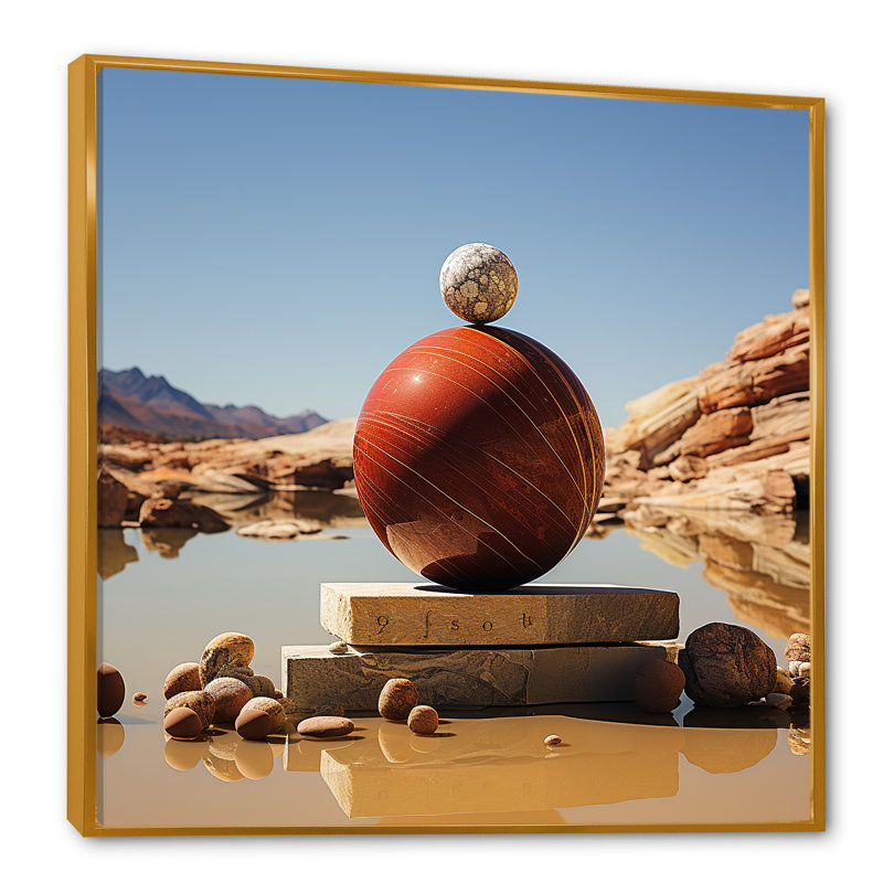 Ametrine Spiritual Stone Balance I, reproduction d'art sur toile, Cadre flottant doré, H 16 po x l 16 po x P 1 po