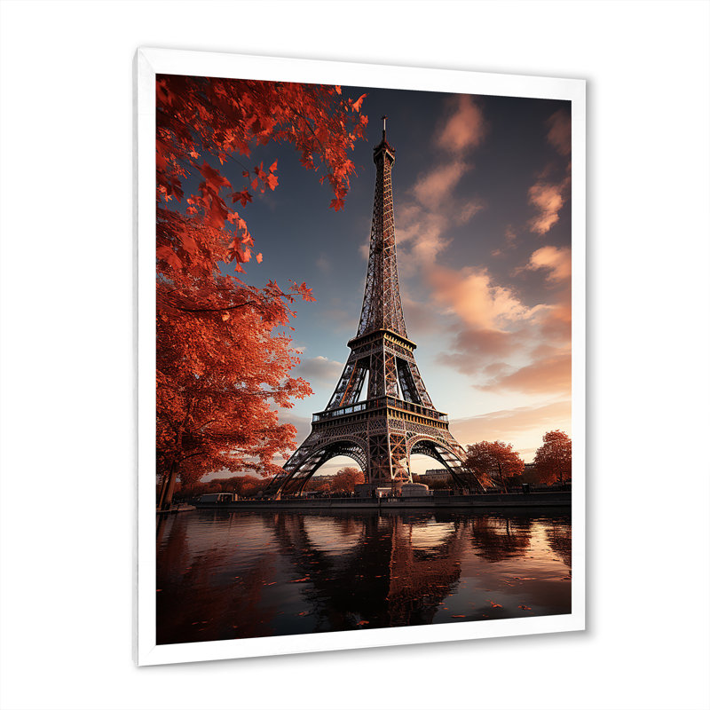 Iyaaz France Eiffel, enchantement sur toile, H 40 po x l 30 po x P 1,5 po, Cadre photo blanc