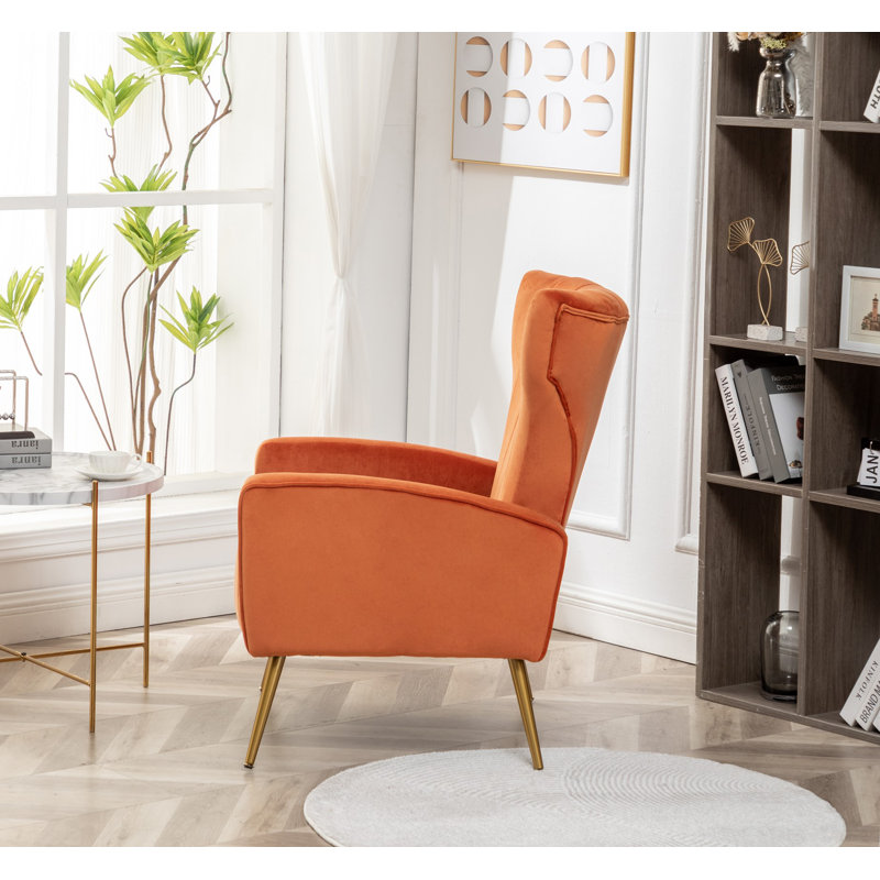 Ceijay Velvet Armchair, Orange/Red Velvet