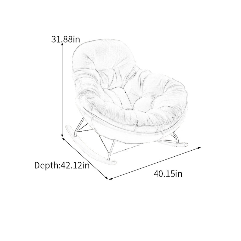 Chaise berçante ergonomique à structure en métal, Beige