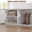 Arbre d'entrée 76 po avec banc et rangement pour chaussures, entrée 4-en-1 Farmhouse avec portemanteau et 5 crochets à trois crochets, tablette réglable, banc de vestibule blanc avec siège de rangement, peu encombrant, blanc
