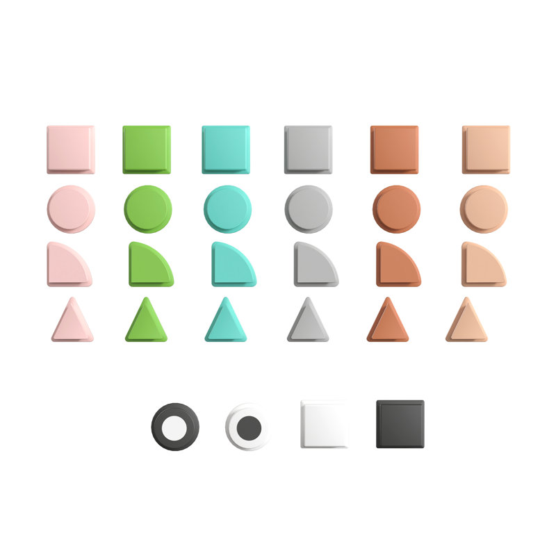 Bright Beginnings Commercial Grade 256 Piece Shape Set for Modular STEAM Wall Systems (Not Included), Pink/Blue/Green