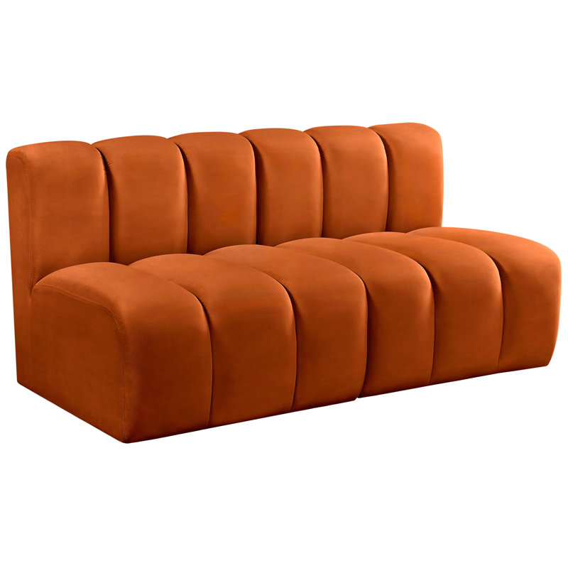 Hiral Upholstered Sectional Reversible, Cognac Velvet