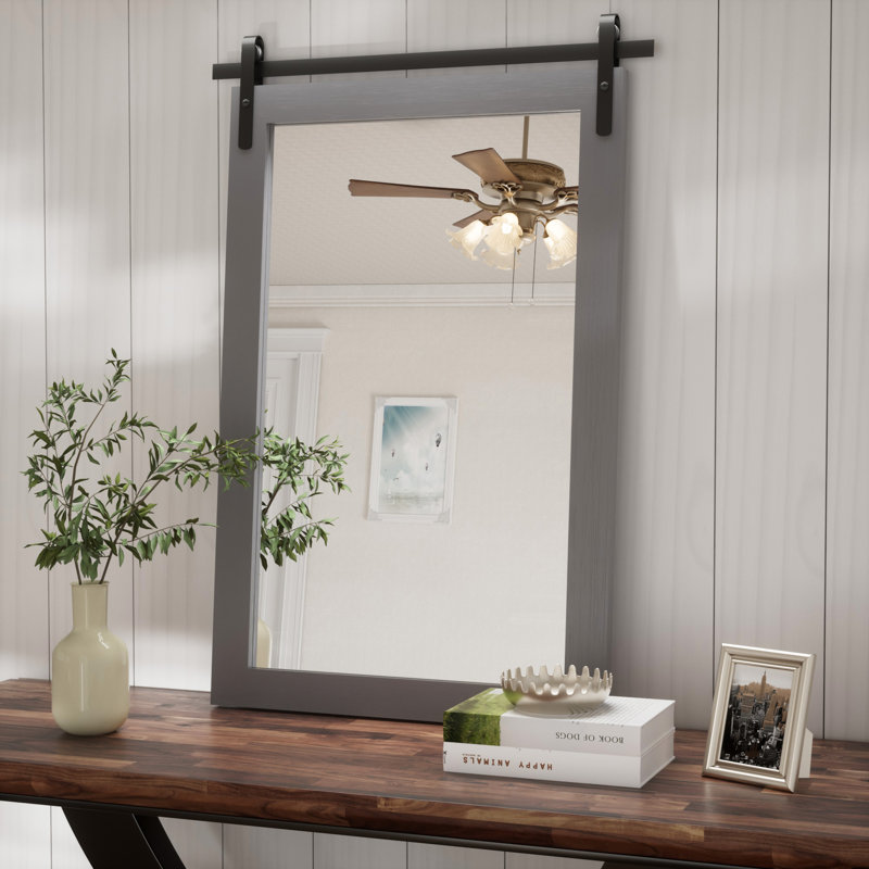 Miroir de salle de bain Keira-Mai, Verticale 36 po x 24 po, Gris