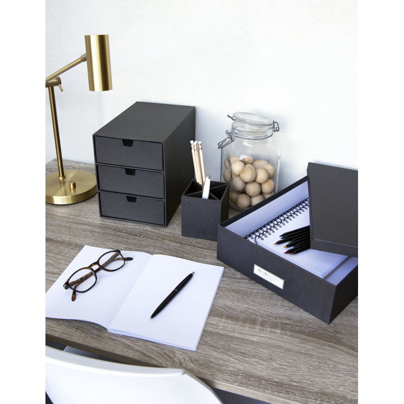 Ingrid Cardboard Stackable Desk Organizer, Dark Gray