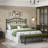 Vintage Queen Size Sturdy Metal Headboard, Adjustable Height Arched Scroll Bed Headboard-1290036404
