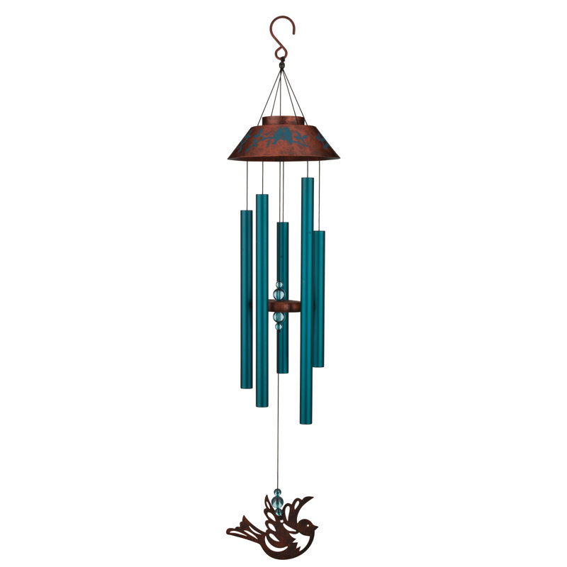 Carillon extérieur en acier et aluminium 40 po avec finition thermolaquée sarcelle et décorations en acrylique