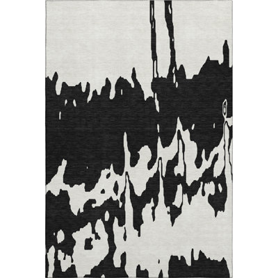 Premium Machine Washable Prisco Black Rug