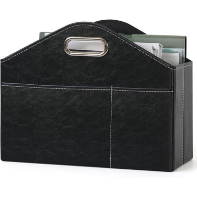 Leather Magazine Rack Floor foldable Magazine Basket Magazine Holder
