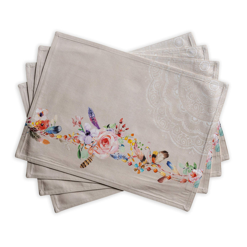 Maison d'Hermine Ibiza - Ensemble de table beige 100 % coton 4 - 13 po x 19 po