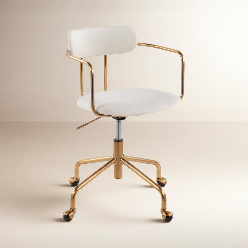 Erma Velvet Task Chair, Gold, Black Velvet