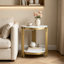 Table de bout en faux marbre à 2 niveaux avec tablette de rangement, table d'appoint moderne pour le salon et la chambre à coucher