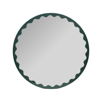 Miroir rond Santosh vert chasseur brillant festonné