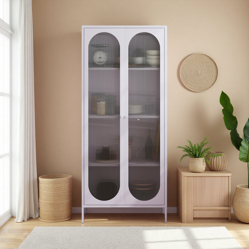 Tall 2-Door Accent Cabinet With Fluted Glass