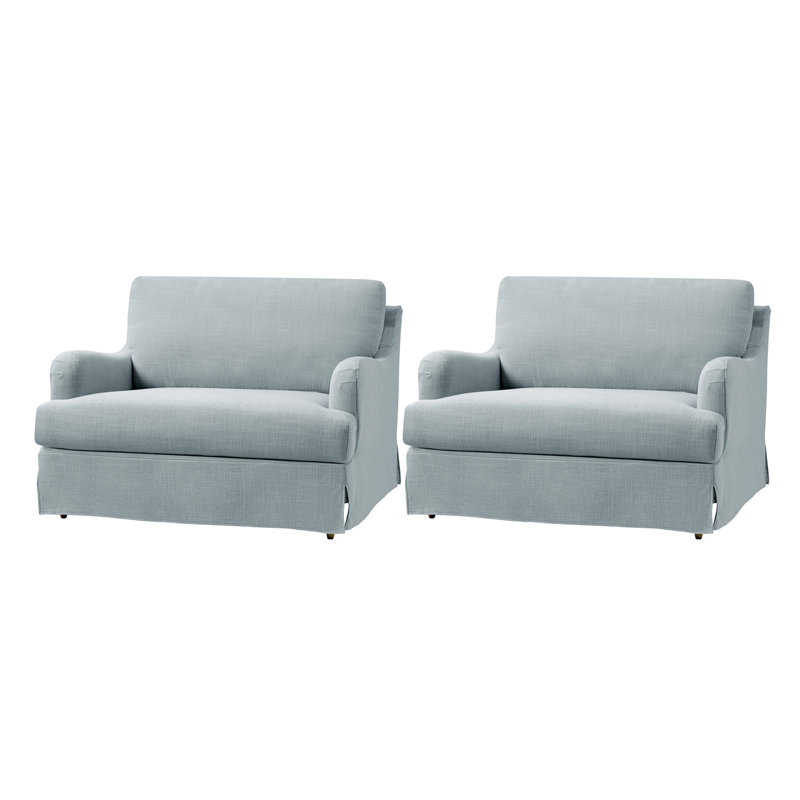 Chaise parsons surdimensionnée avec accoudoirs uniques Terren, Bleu