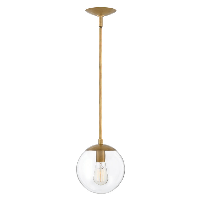 Warby 1 - Light Single Globe Pendant, Heritage Brass