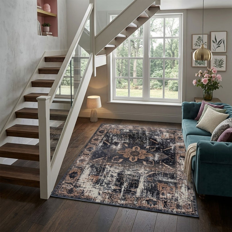 Patchwork Indoor / Outdoor Area Rug, Rectangle 60 x 110 cm, Navy
