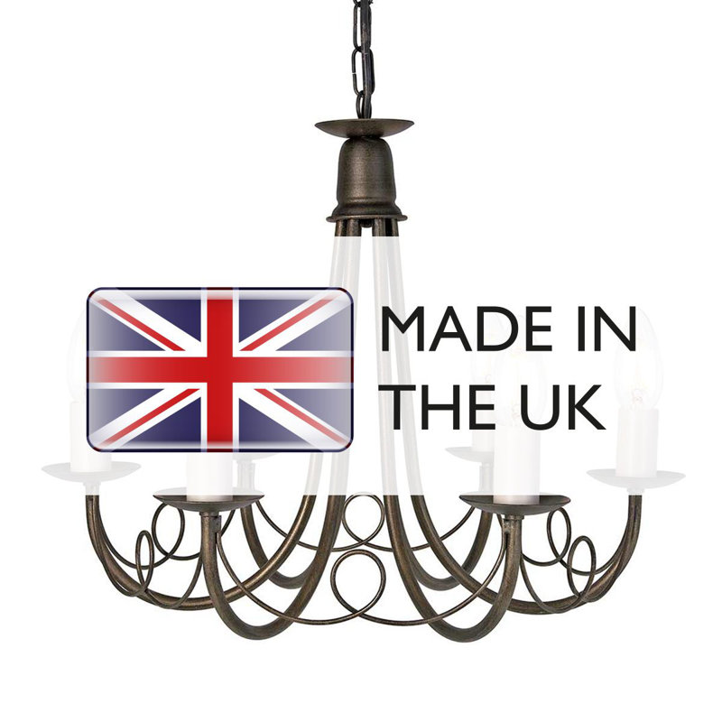 Cline 6 - Light Candle Style Chandelier, Black/Gold