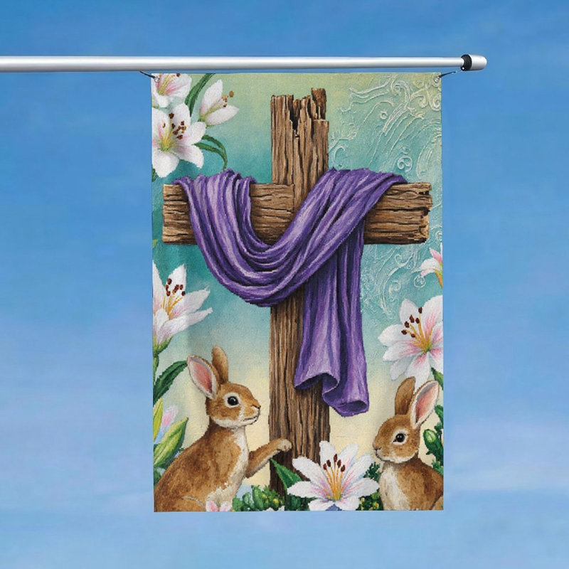 Drapeau croix de lapin, pour l'intérieur et l'extérieur, L 70 x l 47