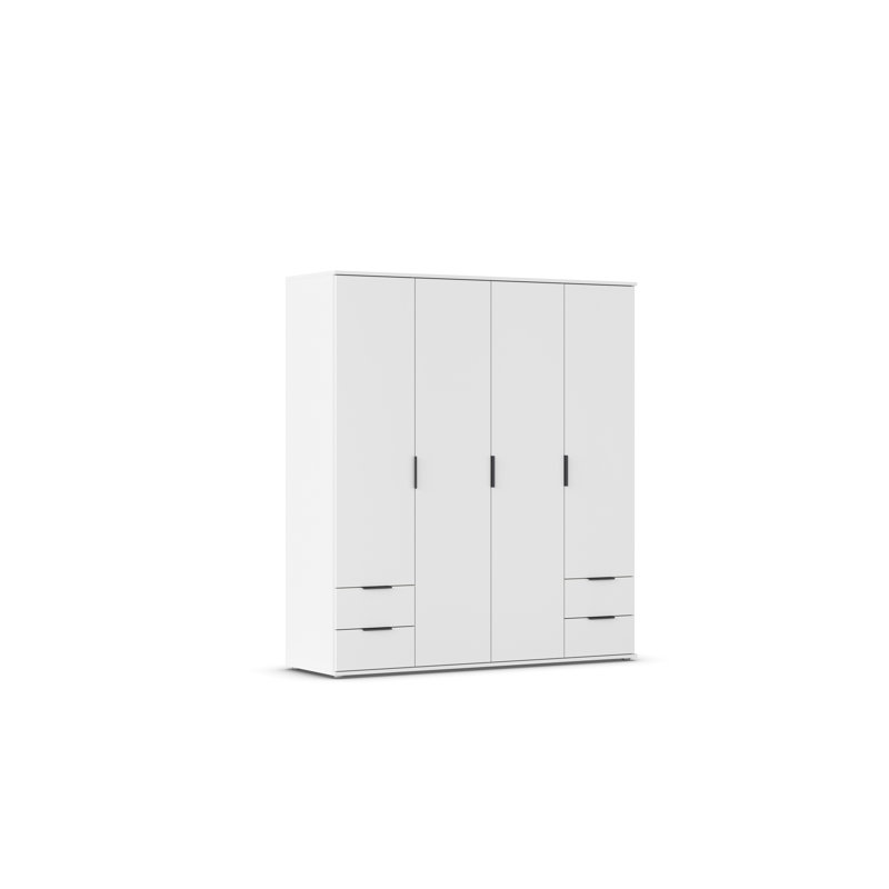 Hinged door wardrobe ESSEA in a simple design, modern handle MADE IN GERMANY, Alpine White