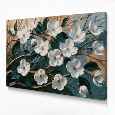 Botanical Dogwood Green Canvas Wall Art